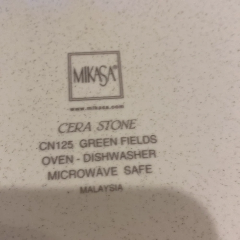 (2) Mikasa Green Fields dinner plates. 11” diameter. Green/off-white. 2 plates.